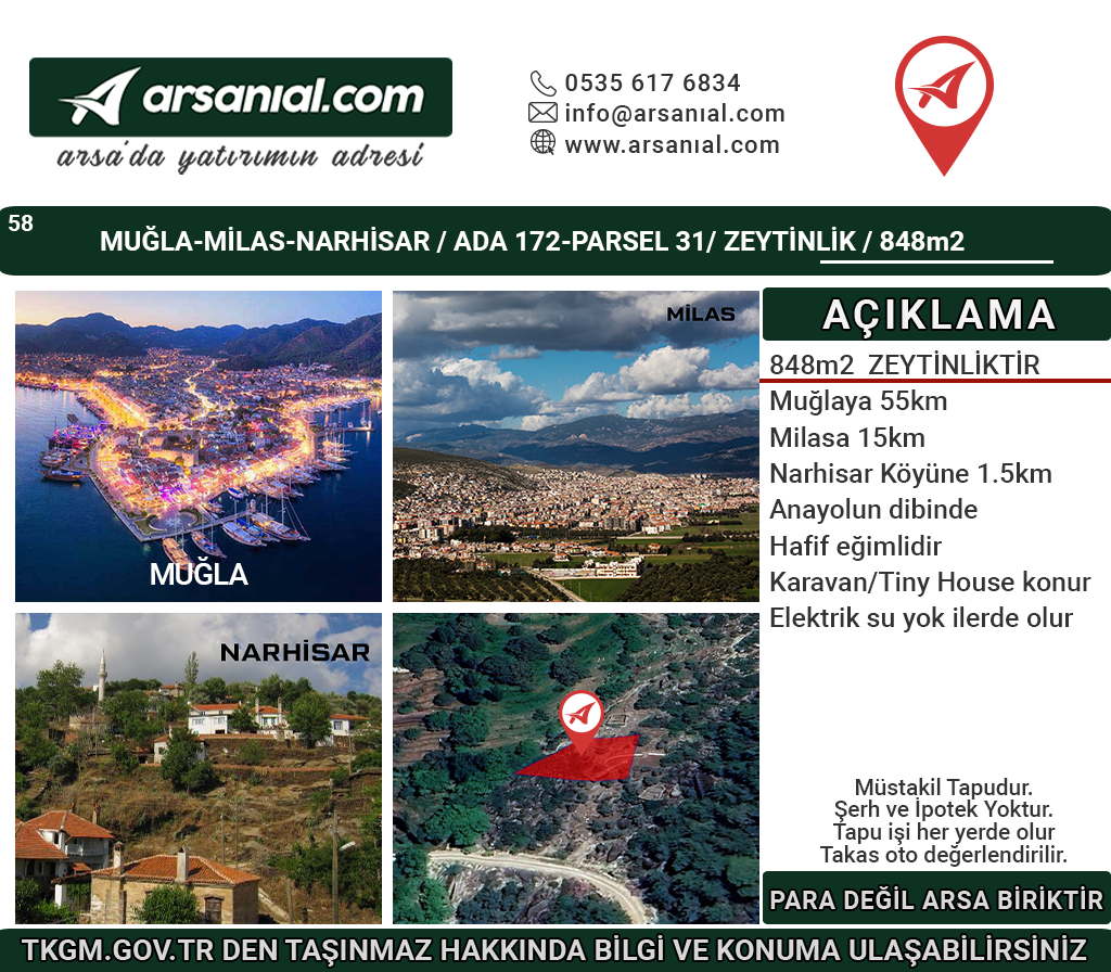 Muğla-Milas-Narhisar-Satılık-850m2-Zeytinlik