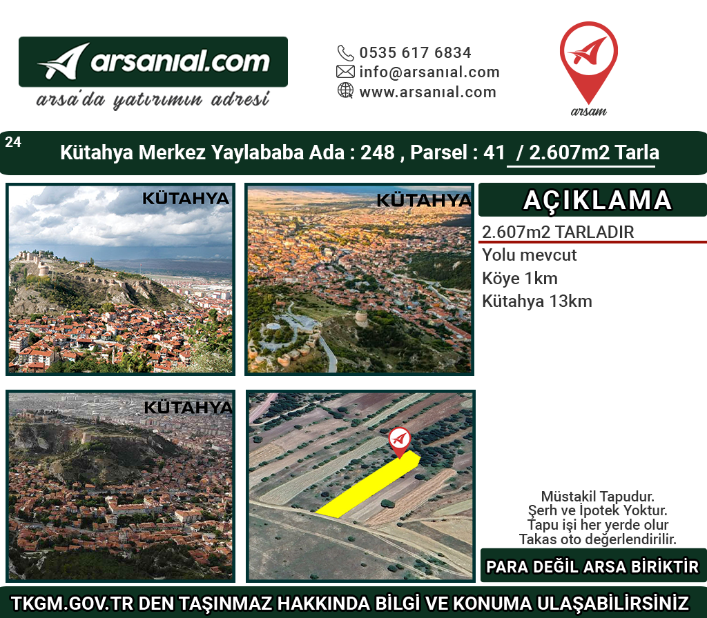 Kütahya Tavşanlı Madanlar 4919m2 Tarla