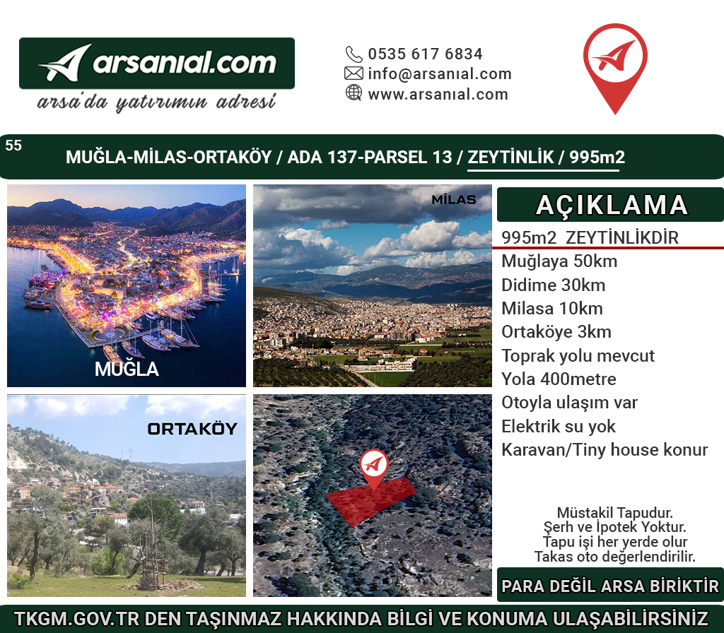 Muğla-Milas-Ortaköy-Satılık-995m2-Zeytinlik
